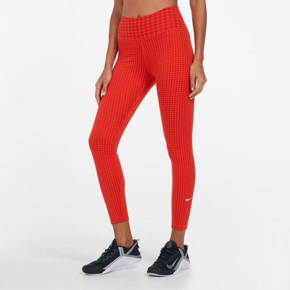 Nike Dri Fit One Icon Clash Mid-Rise 7/8 Printed Leggings Size Medium - Picture 1 of 13